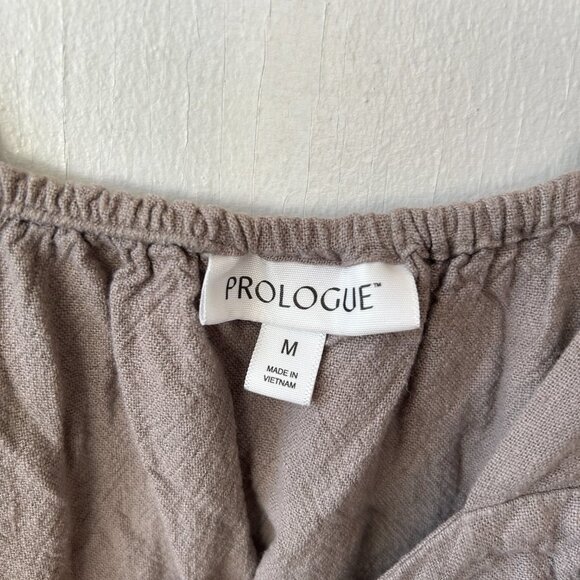 Prologue Mini Dress Womens Medium Gray Lagenlook Linen Blend Tank Straps Boxy - Picture 4 of 6